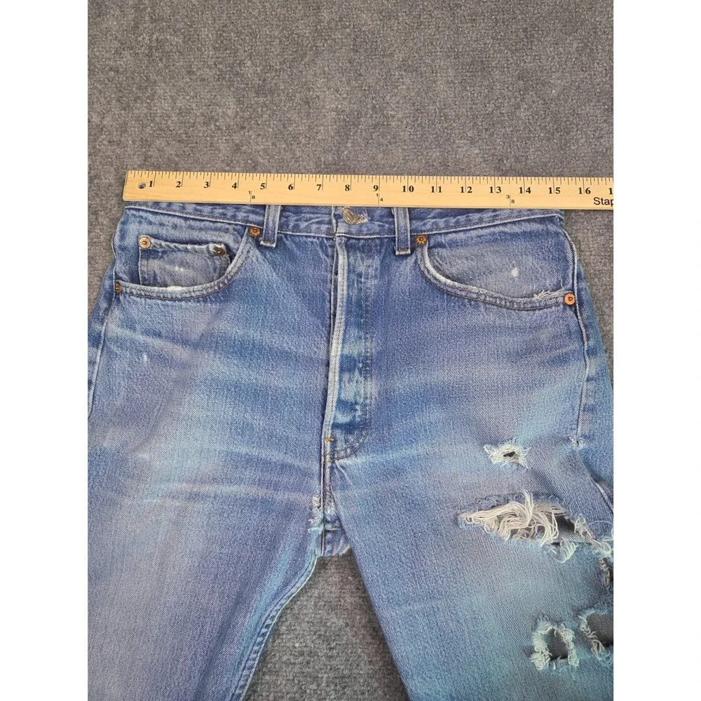 Vintage Levi's 501‎ Jeans Mens 34x34 Blue 80s Made in USA Button Fly Distressed
